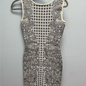BCBGMaxAzria Black and White Patterned Mini Dress